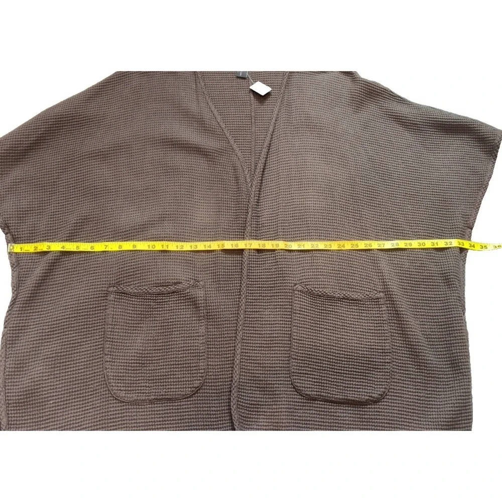 NEW Focus‎ Casual Life Open Cardigan Waffle Size Med Pockets Pre Shrunk Brown - Picture 4 of 9